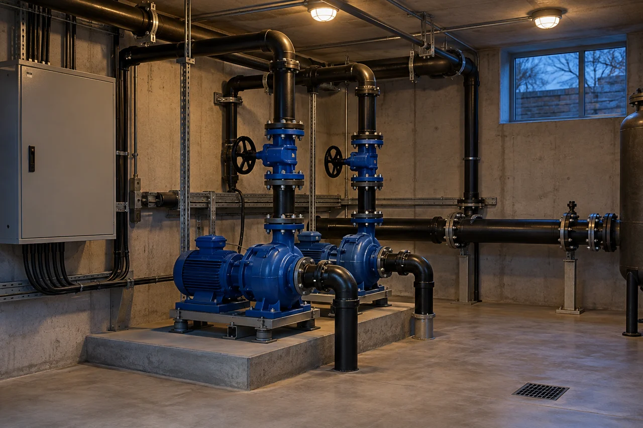 Pump room in the evening