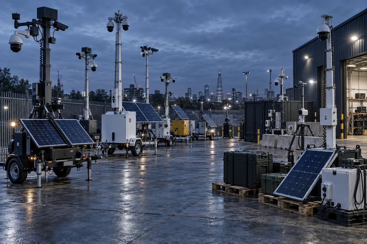 Mixed fleet of mobile CCTV towers and perimeter security equipment