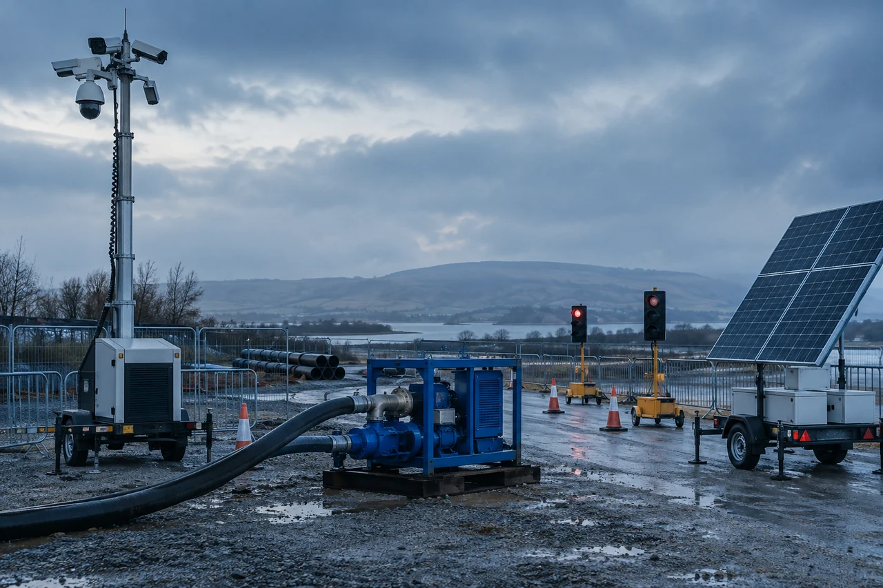 Security, pump, traffic and power assets in an operations yard