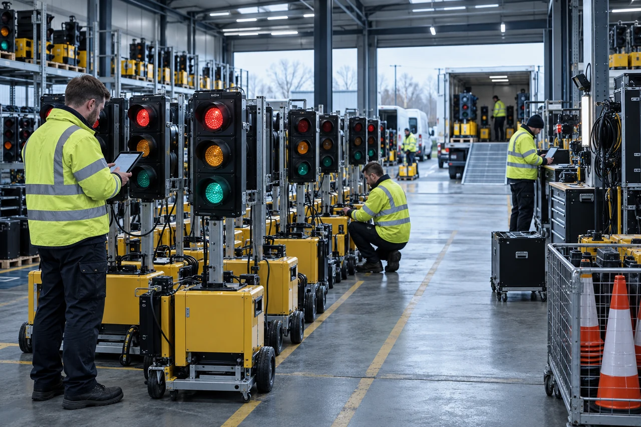 Temporary traffic equipment being prepared and allocated in a depot
